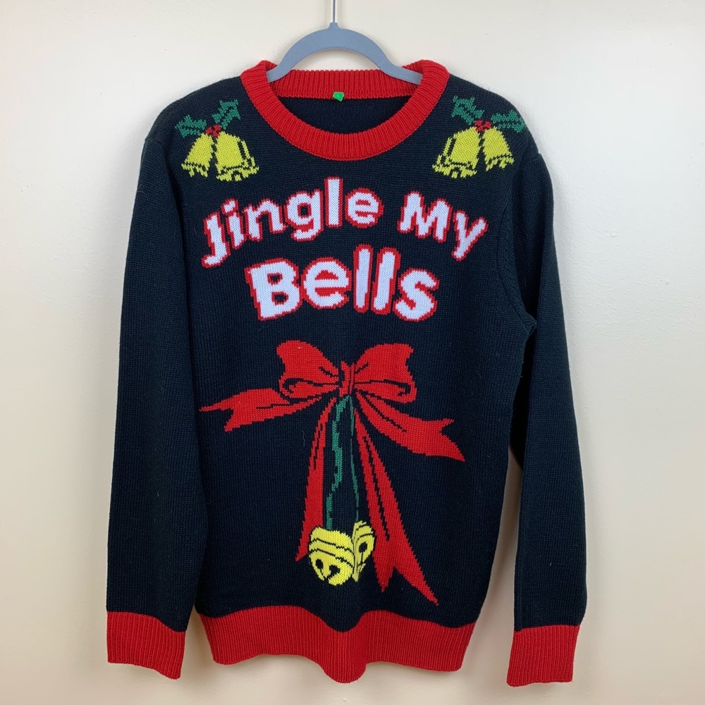 Holiday ugly Christmas sweater jingle bells